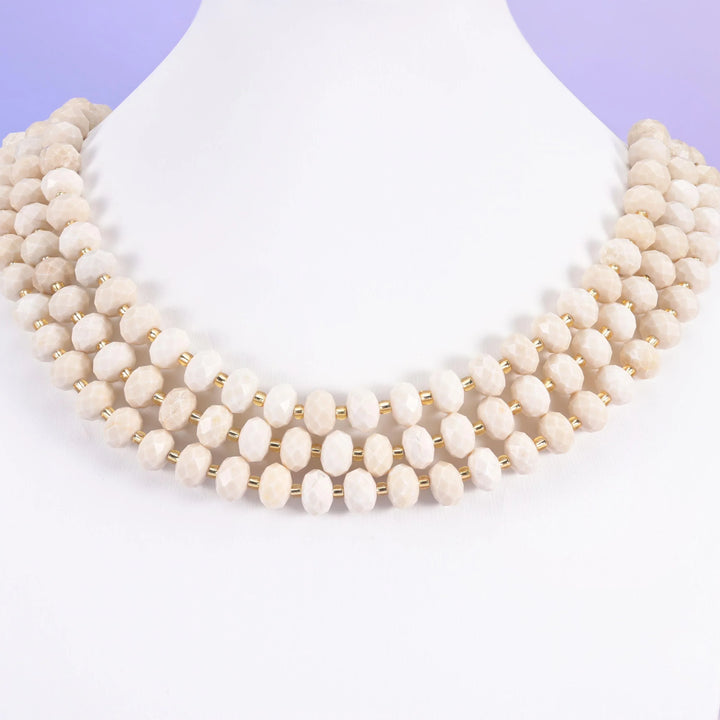 White Fossil Jasper Faceted Rondelle Beads Size 6x10mm Jewelry Making 15.5 Inch Strand