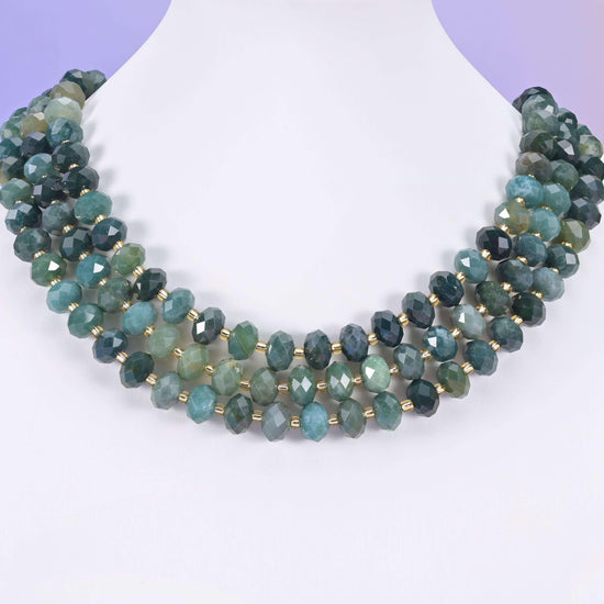 Moss Agate Faceted Rondelle Beads Size 6x10mm Jewelry Making 15.5 Inch Strand