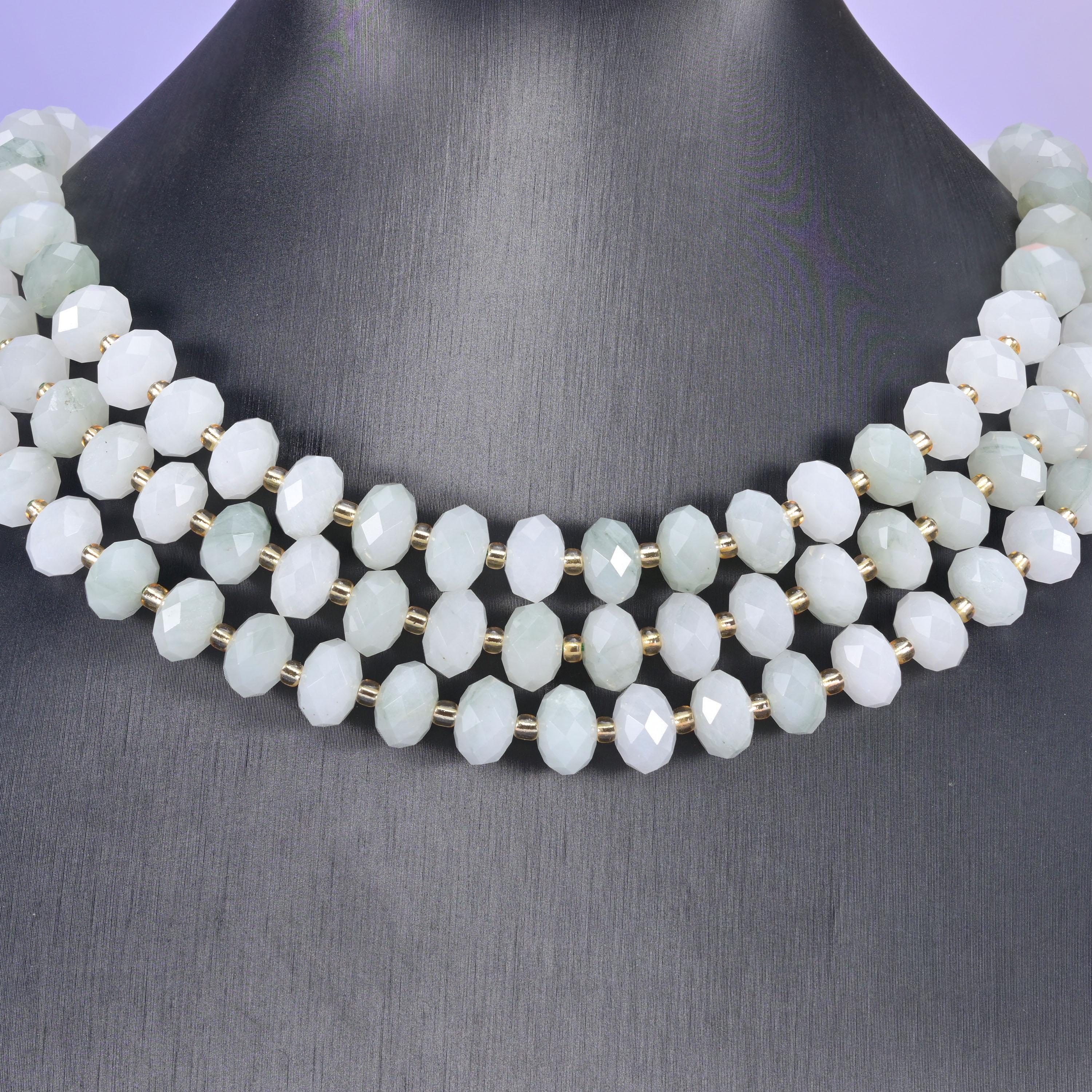 Tianshan Jade Faceted Rondelle Beads Size 6x10mm Jewelry Making 15.5 Inches Strand