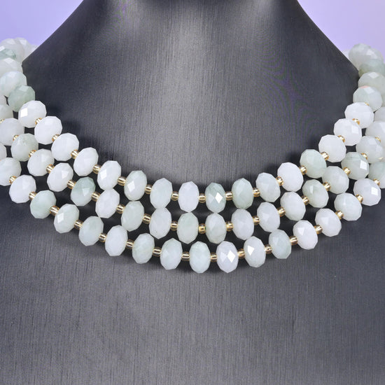 Tianshan Jade Faceted Rondelle Beads Size 6x10mm Jewelry Making 15.5 Inches Strand