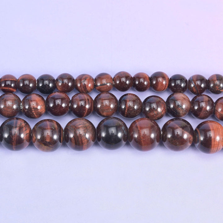 2-2.5mm Hole Red Tiger Eye Smooth Round Beads 6mm 8mm 10mm Jewelry Making 8 Inch Strand