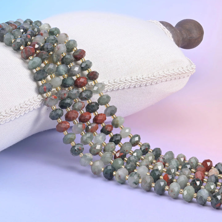 African Bloodstone Faceted Rondelle Beads Size 6x10mm Jewelry Making 15.5 Inch Strand