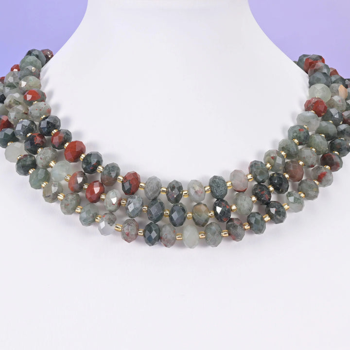 African Bloodstone Faceted Rondelle Beads Size 6x10mm Jewelry Making 15.5 Inch Strand