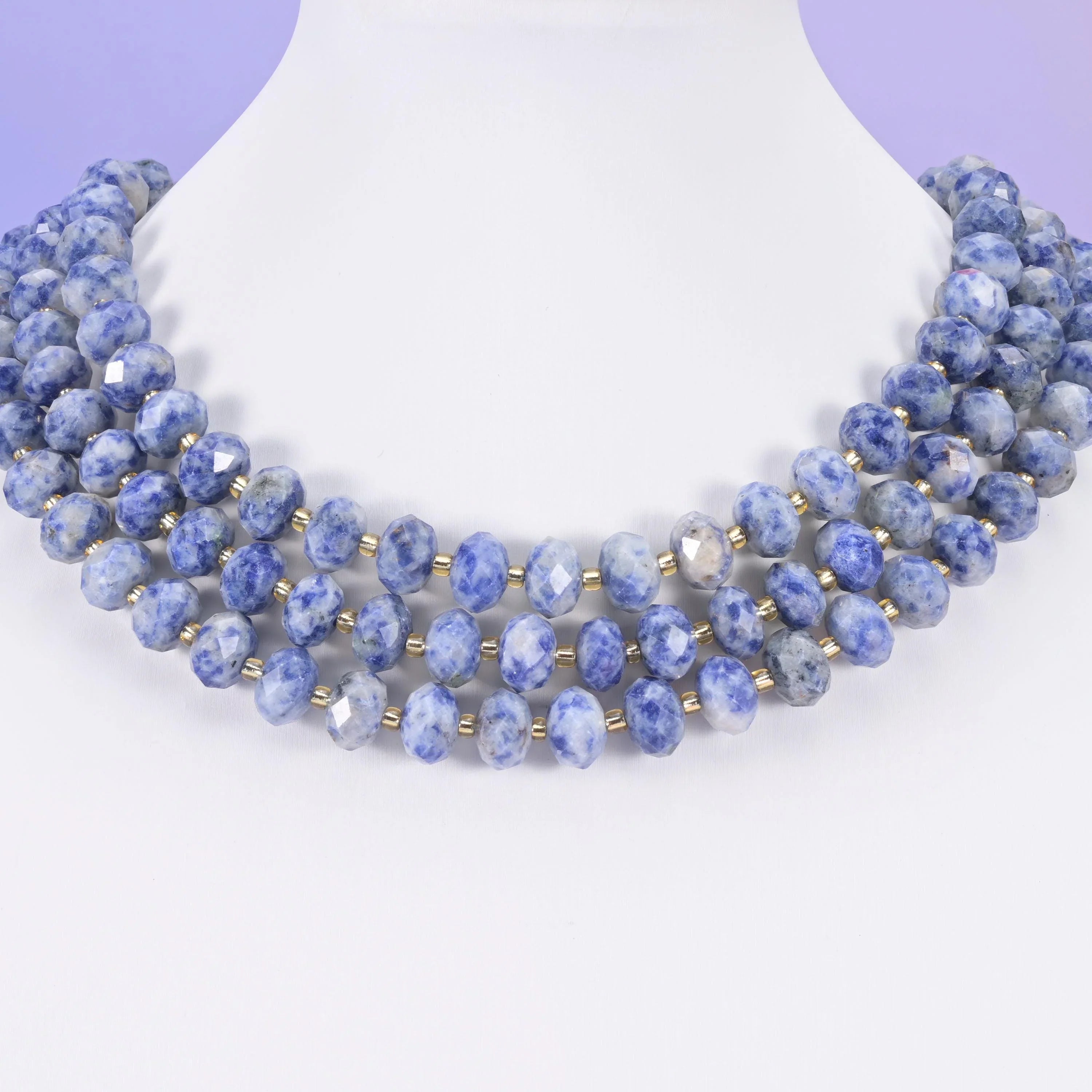 Blue Spot Jasper Faceted Rondelle Beads Size 6x10mm Jewelry Making 15.5 Inch Strand