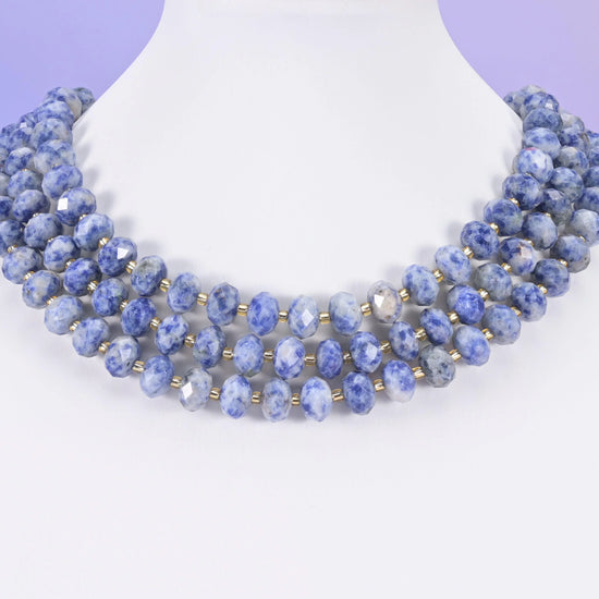 Blue Spot Jasper Faceted Rondelle Beads Size 6x10mm Jewelry Making 15.5 Inch Strand