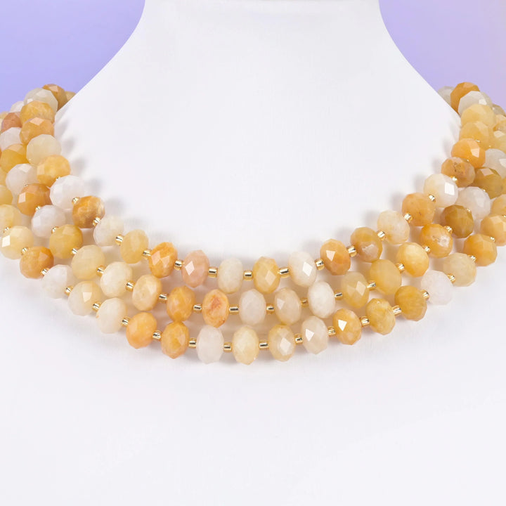 Yellow Jade Faceted Rondelle Beads Size 6x10mm Jewelry Making 15.5 Inches Per Strand