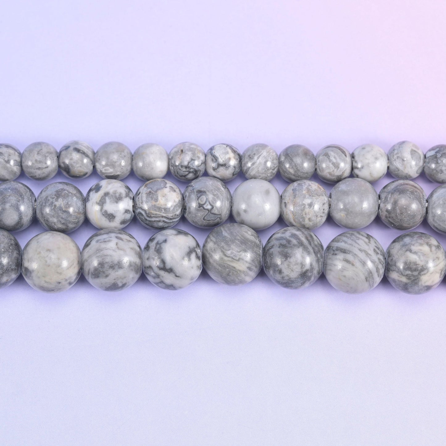 2-2.5mm Hole Map Jasper Smooth Round Beads 6mm 8mm 10mm Jewelry Making 8 Inch Strand