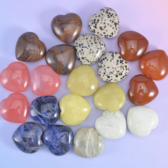30mm Gemstone Heart Polished Healing Crystal Heart Pocket Stone DIY Gemstone Heart No Hole