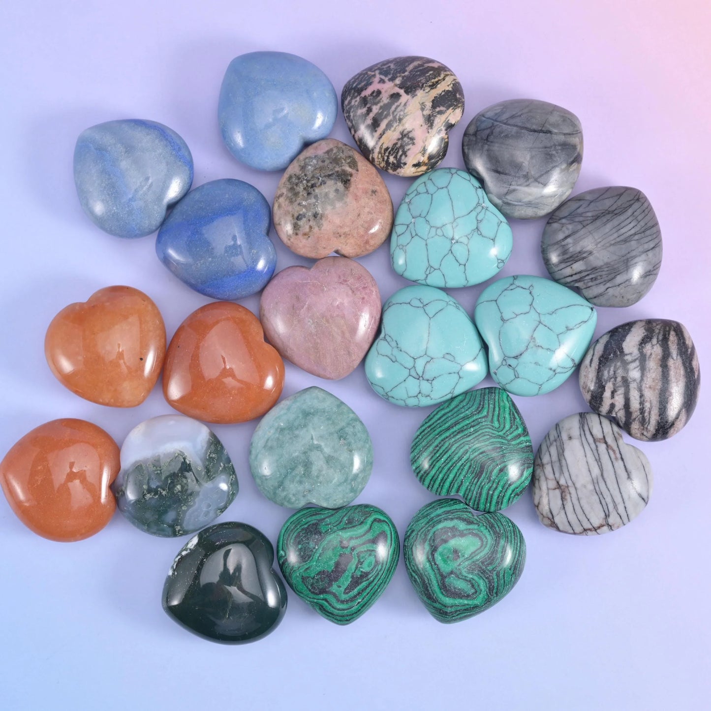 30mm Gemstone Heart Polished Healing Crystal Heart Pocket Stone DIY Gemstone Heart No Hole