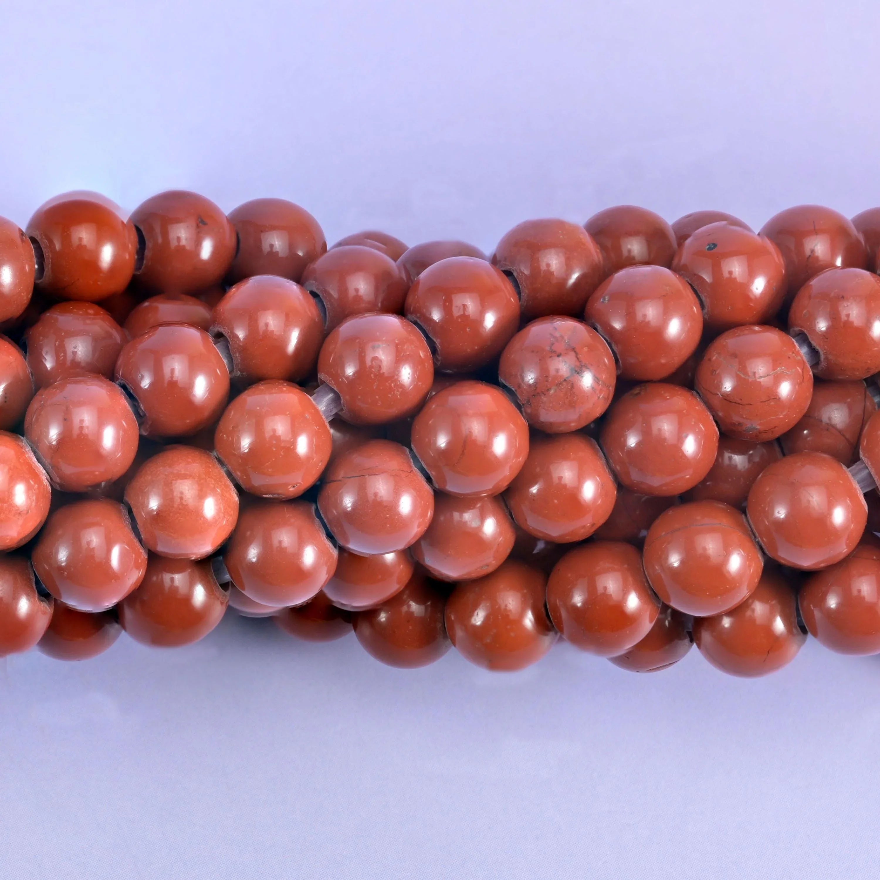 2-2.5mm Hole Red Jasper Smooth Round Beads 6mm 8mm 10mm Jewelry Making 8 Inch Strand
