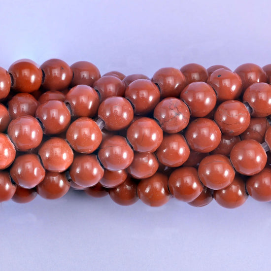 2-2.5mm Hole Red Jasper Smooth Round Beads 6mm 8mm 10mm Jewelry Making 8 Inch Strand