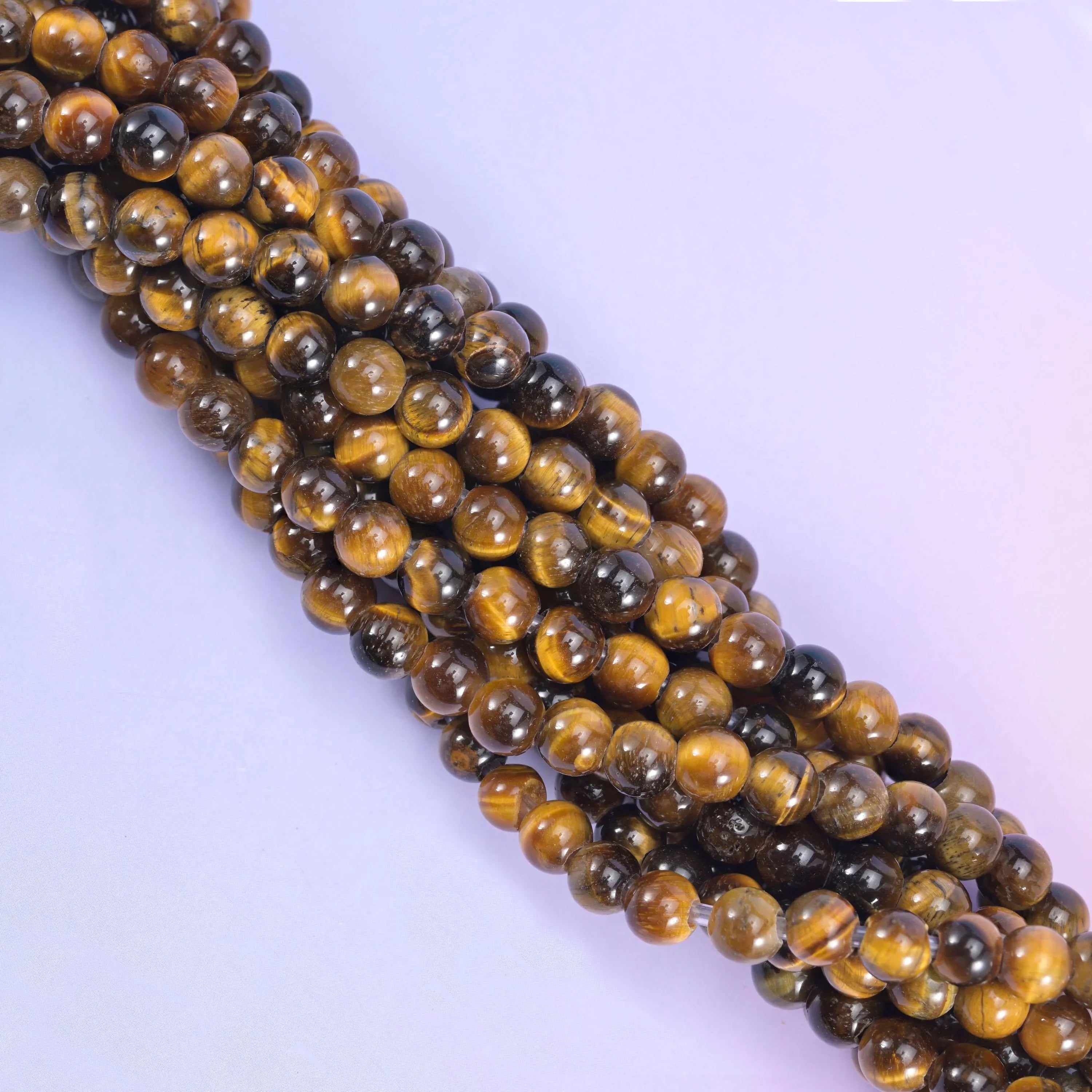 2-2.5mm Hole Tiger Eye Smooth Round Beads 6mm 8mm 10mm Jewelry Making 8 Inch Strand