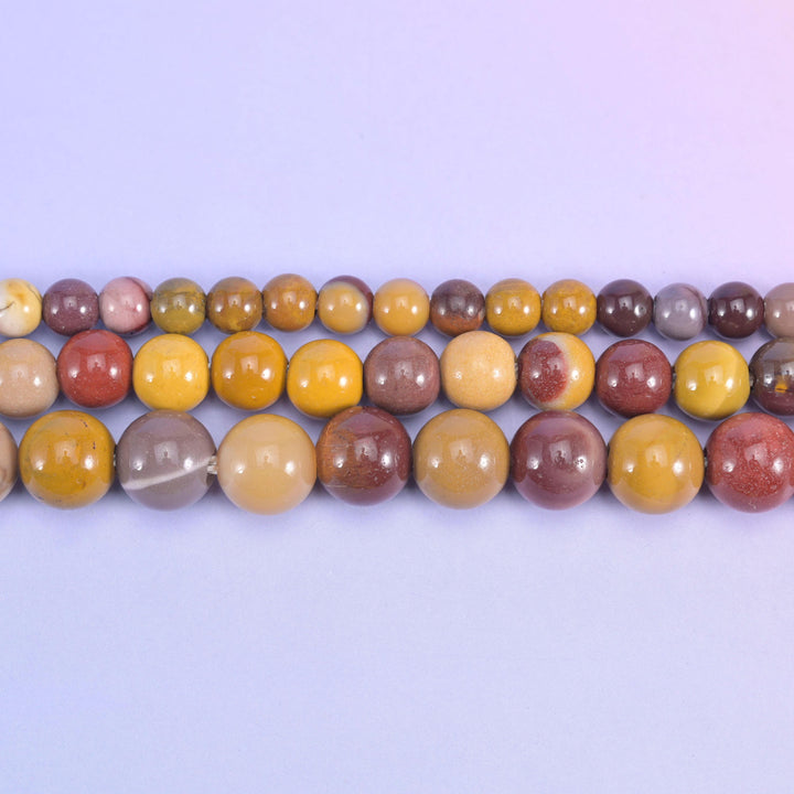2-2.5mm Hole Mookaite Jasper Smooth Round Beads 6mm 8mm 10mm Jewelry Making 8 Inch Strand