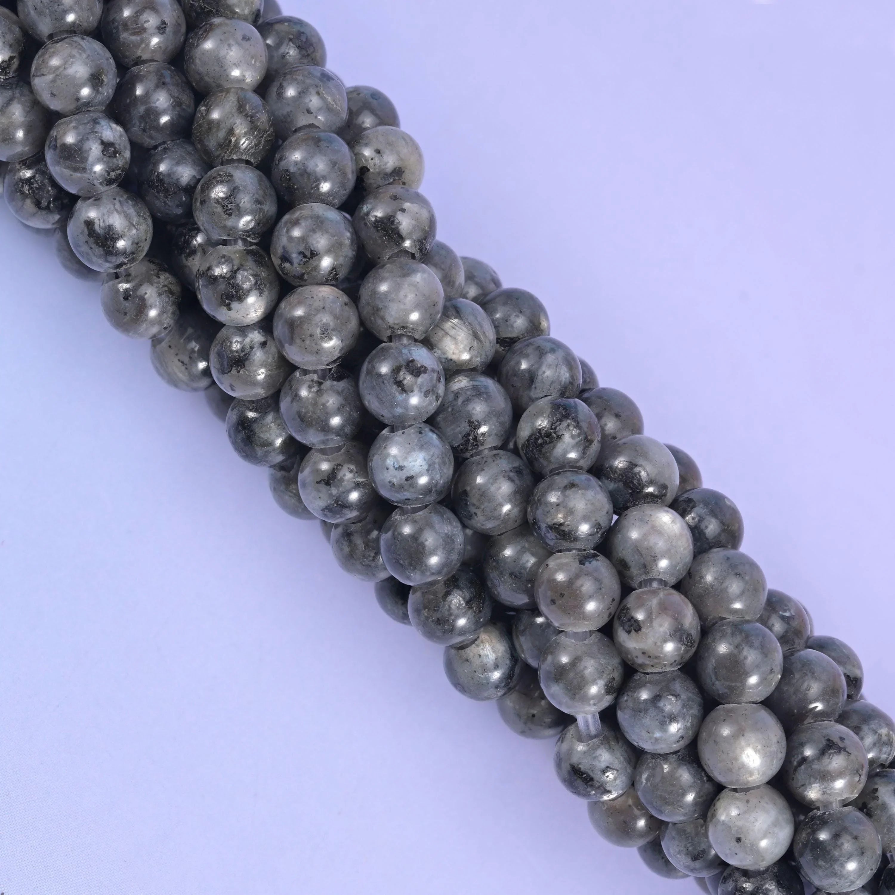 2-2.5mm Hole Larvikite Labradorite Smooth Round Beads 6mm 8mm 10mm Jewelry Making 8 Inch Strand