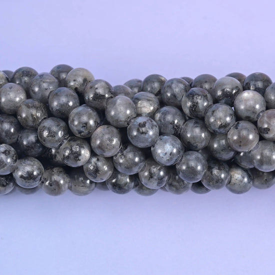 2-2.5mm Hole Larvikite Labradorite Smooth Round Beads 6mm 8mm 10mm Jewelry Making 8 Inch Strand