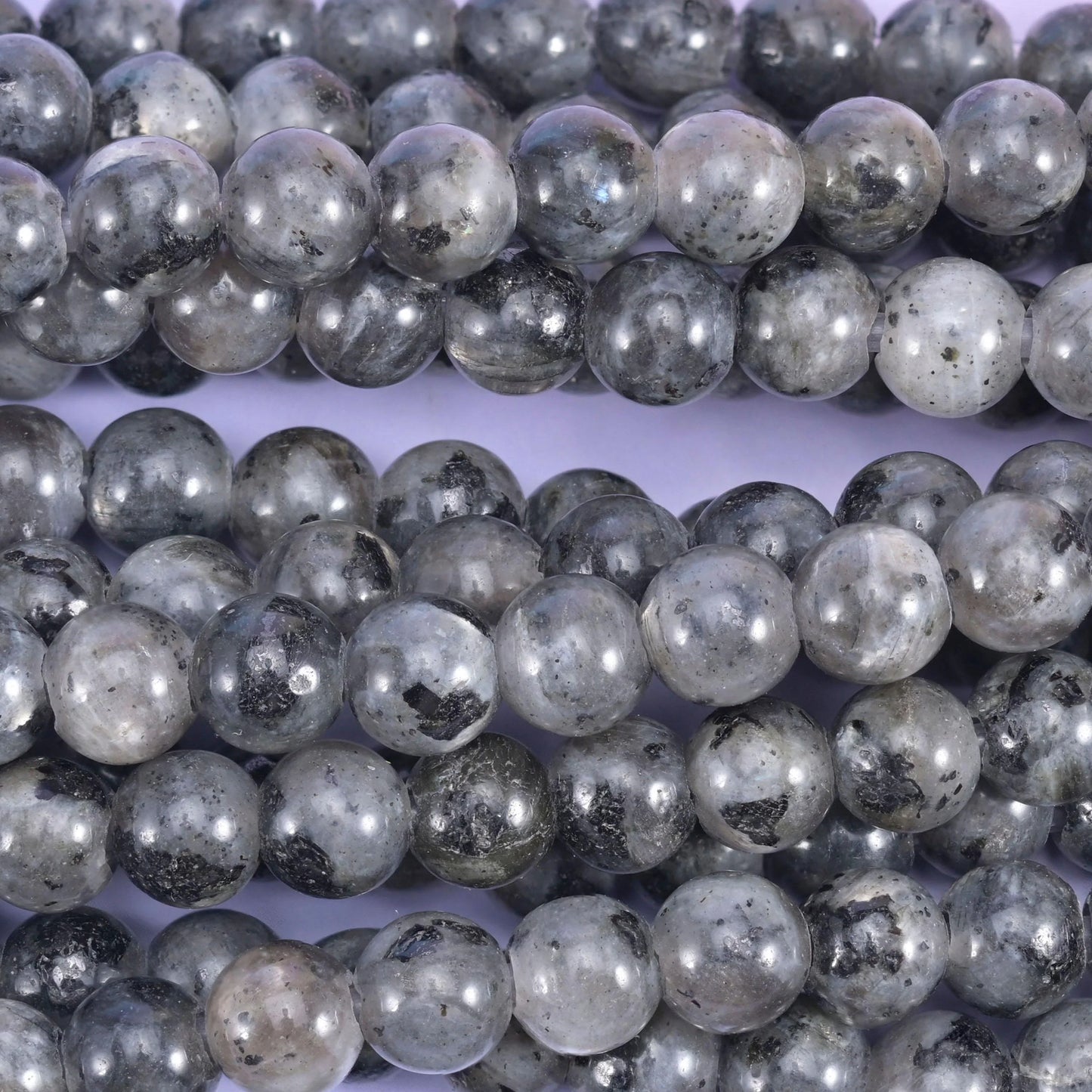 2-2.5mm Hole Larvikite Labradorite Smooth Round Beads 6mm 8mm 10mm Jewelry Making 8 Inch Strand