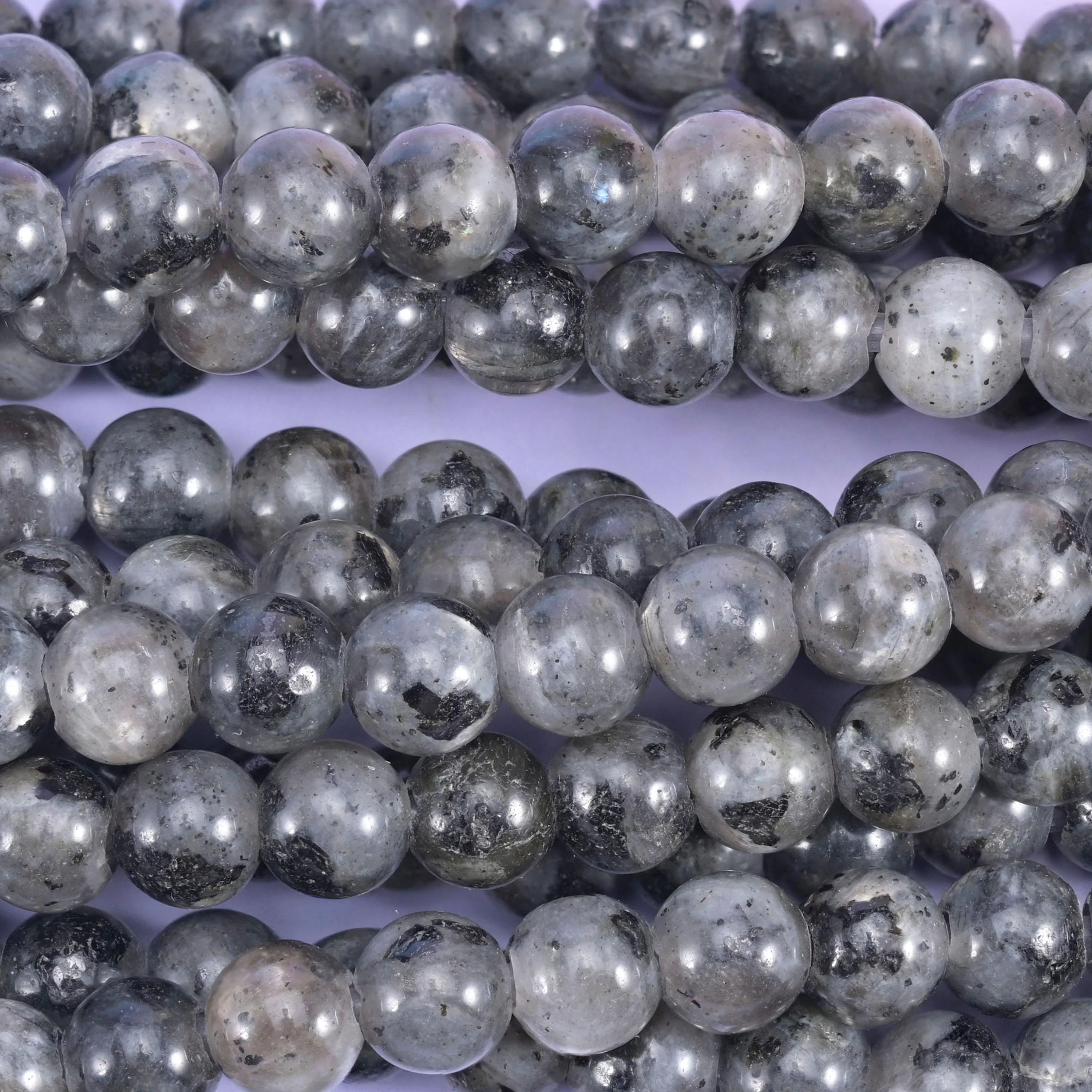 2-2.5mm Hole Larvikite Labradorite Smooth Round Beads 6mm 8mm 10mm Jewelry Making 8 Inch Strand