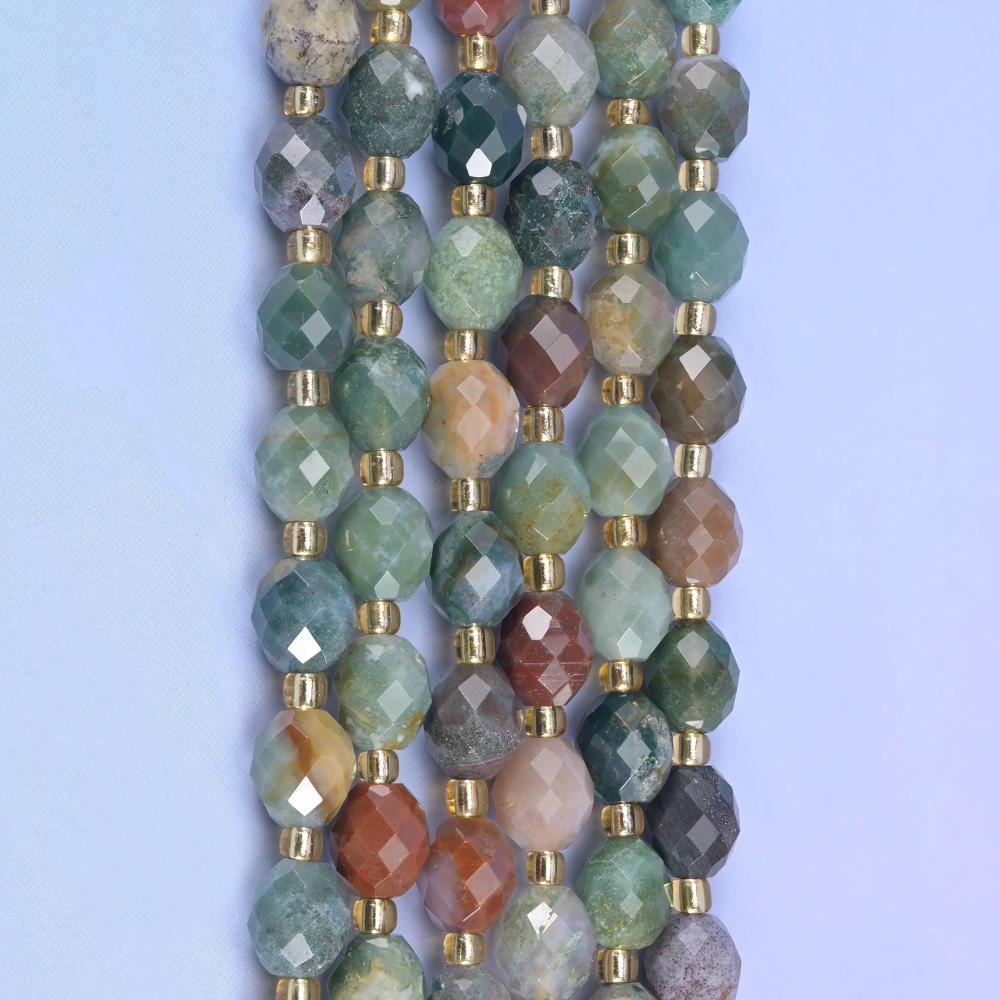 Indian Agate Faceted Rice Barrel Beads Size