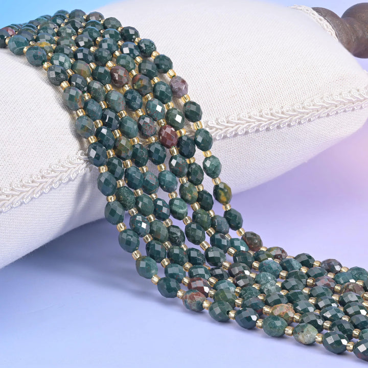 Oriental Jasper Faceted Rice Barrel Beads