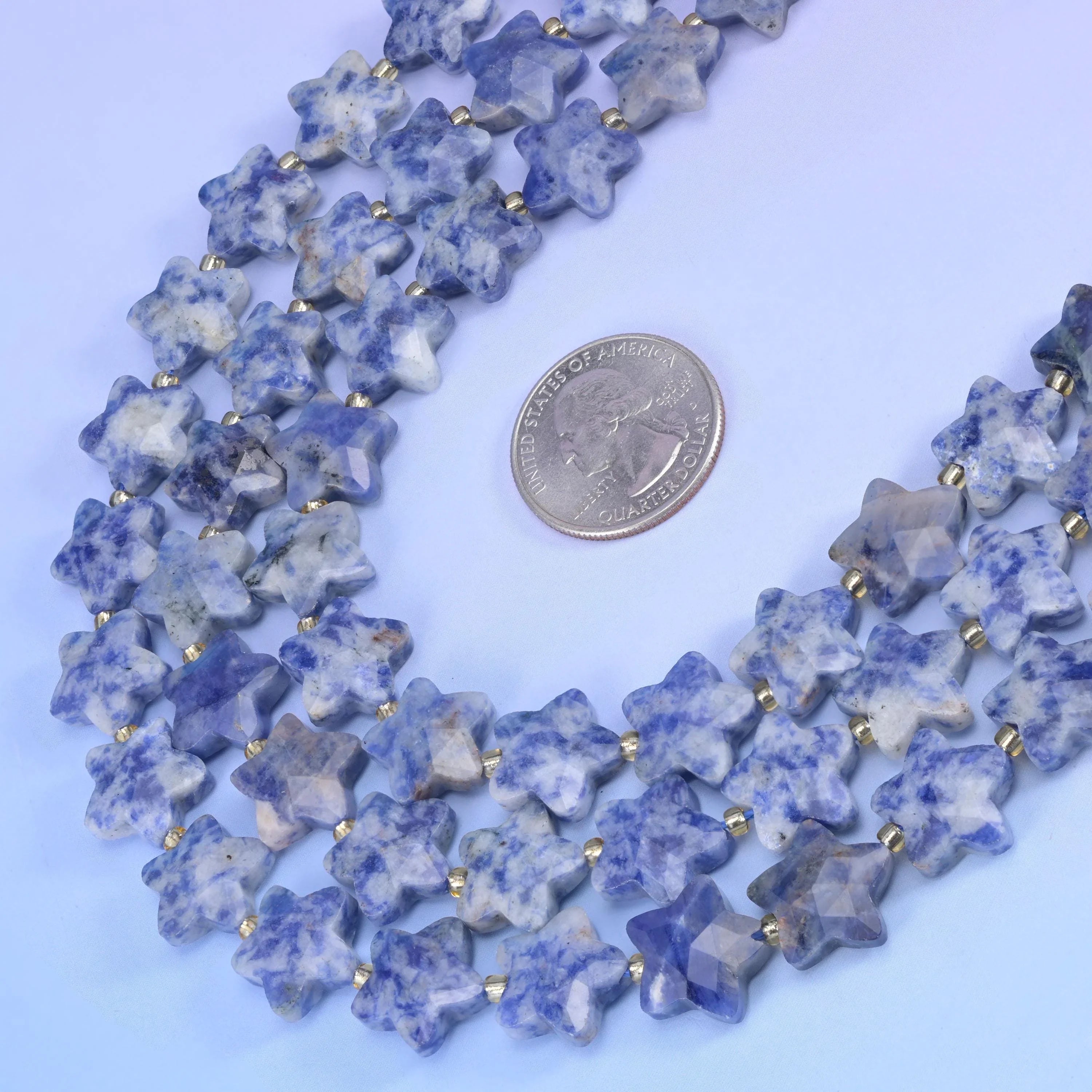 Blue Spot Jasper Faceted Star Beads