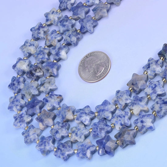 Blue Spot Jasper Faceted Star Beads