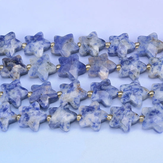 Blue Spot Jasper Faceted Star Beads