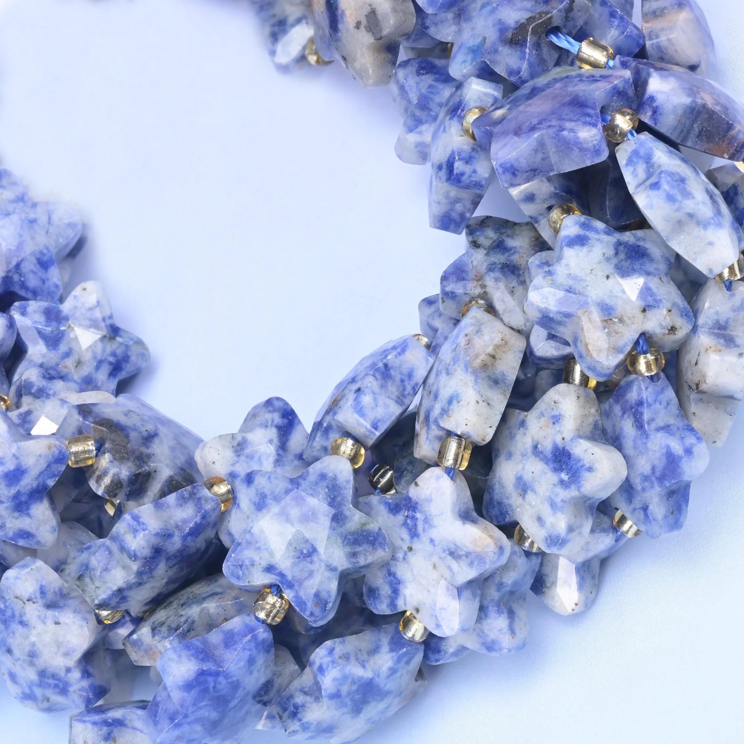 Blue Spot Jasper Faceted Star Beads