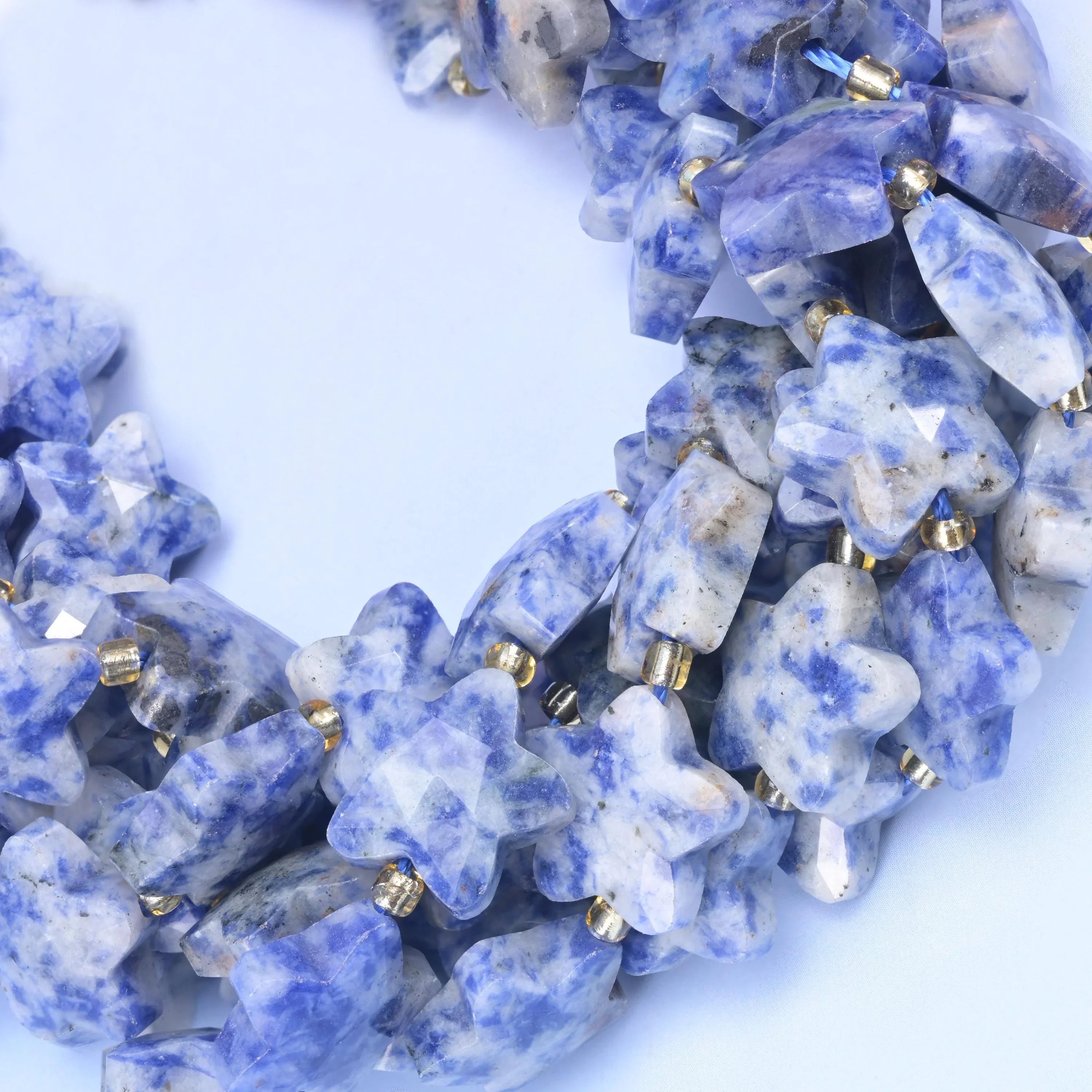 Blue Spot Jasper Faceted Star Beads