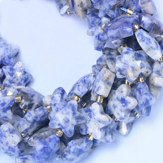 Blue Spot Jasper Faceted Star Beads