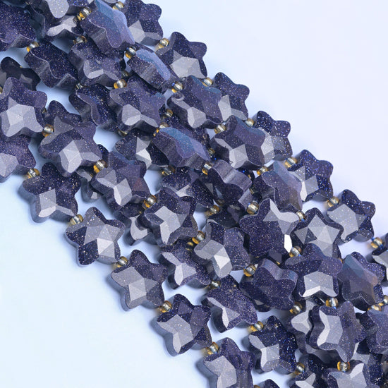 Blue Sandstone Faceted Star Beads