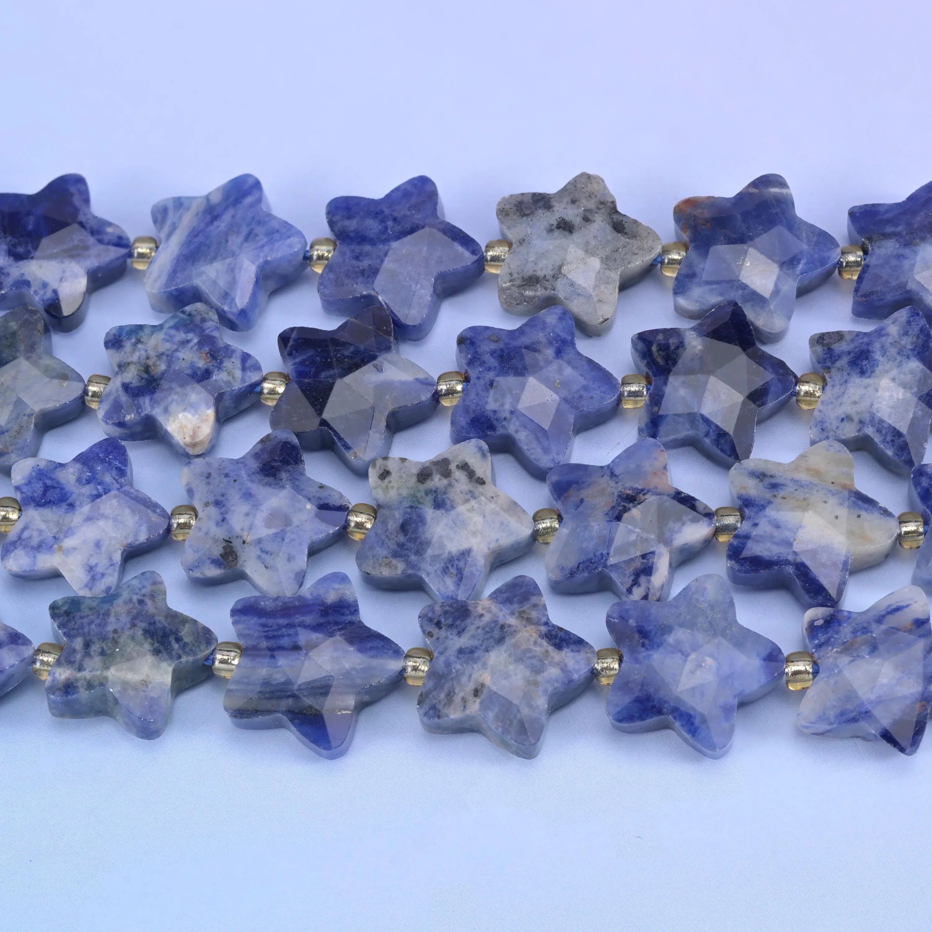 Blue Sodalite Faceted Star Beads