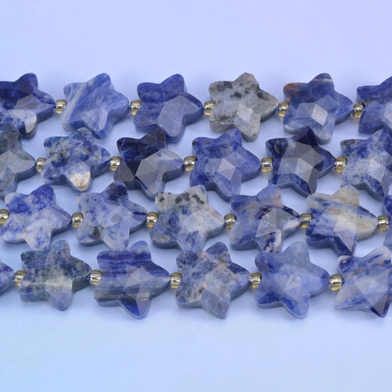 Blue Sodalite Faceted Star Beads