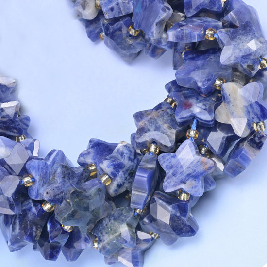 Blue Sodalite Faceted Star Beads