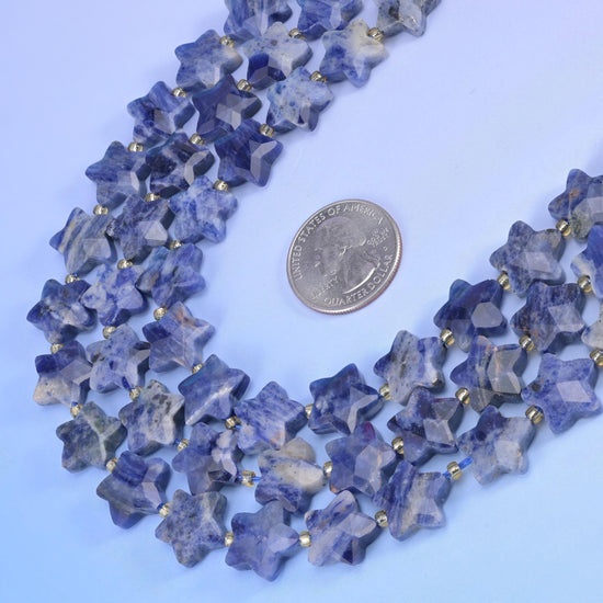 Blue Sodalite Faceted Star Beads