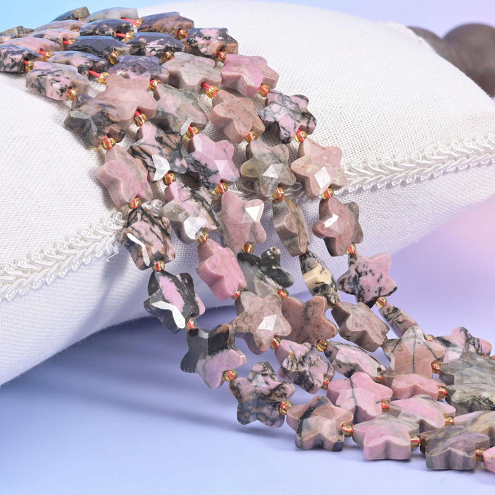 Rhodonite Faceted Star Beads