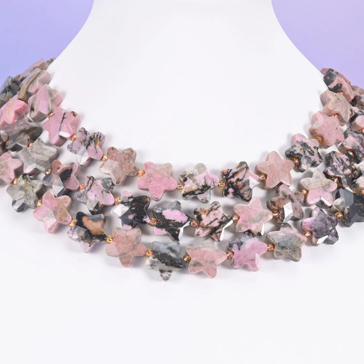 Rhodonite Faceted Star Beads