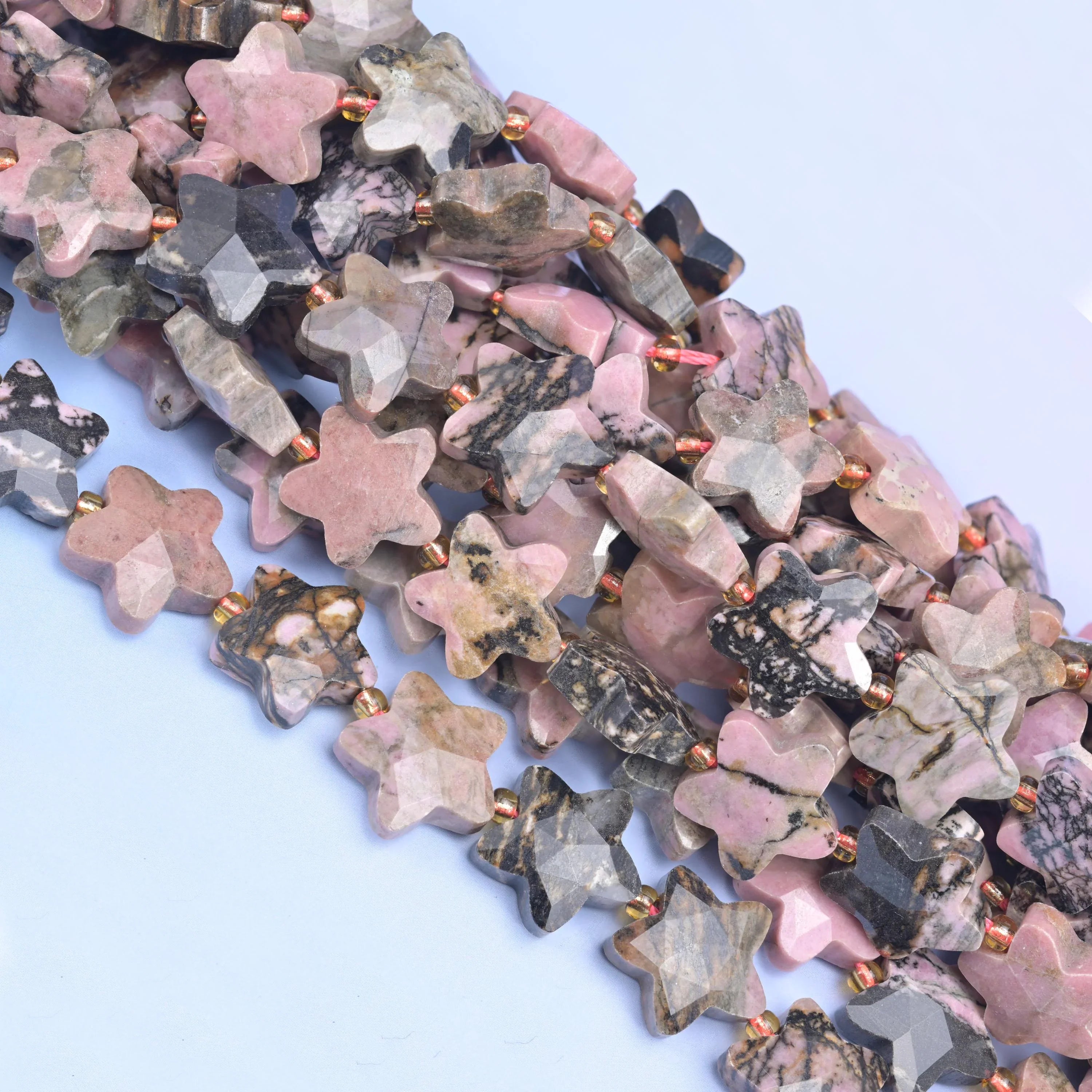 Rhodonite Faceted Star Beads