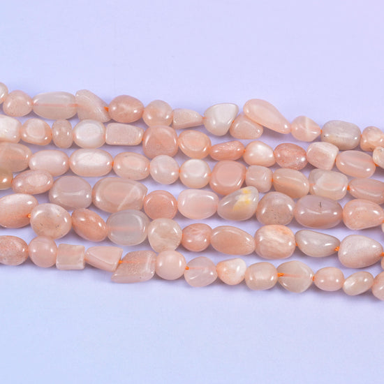 Peach Moonstone Pebble Nugget Beads 6-8mm Jewelry Strand