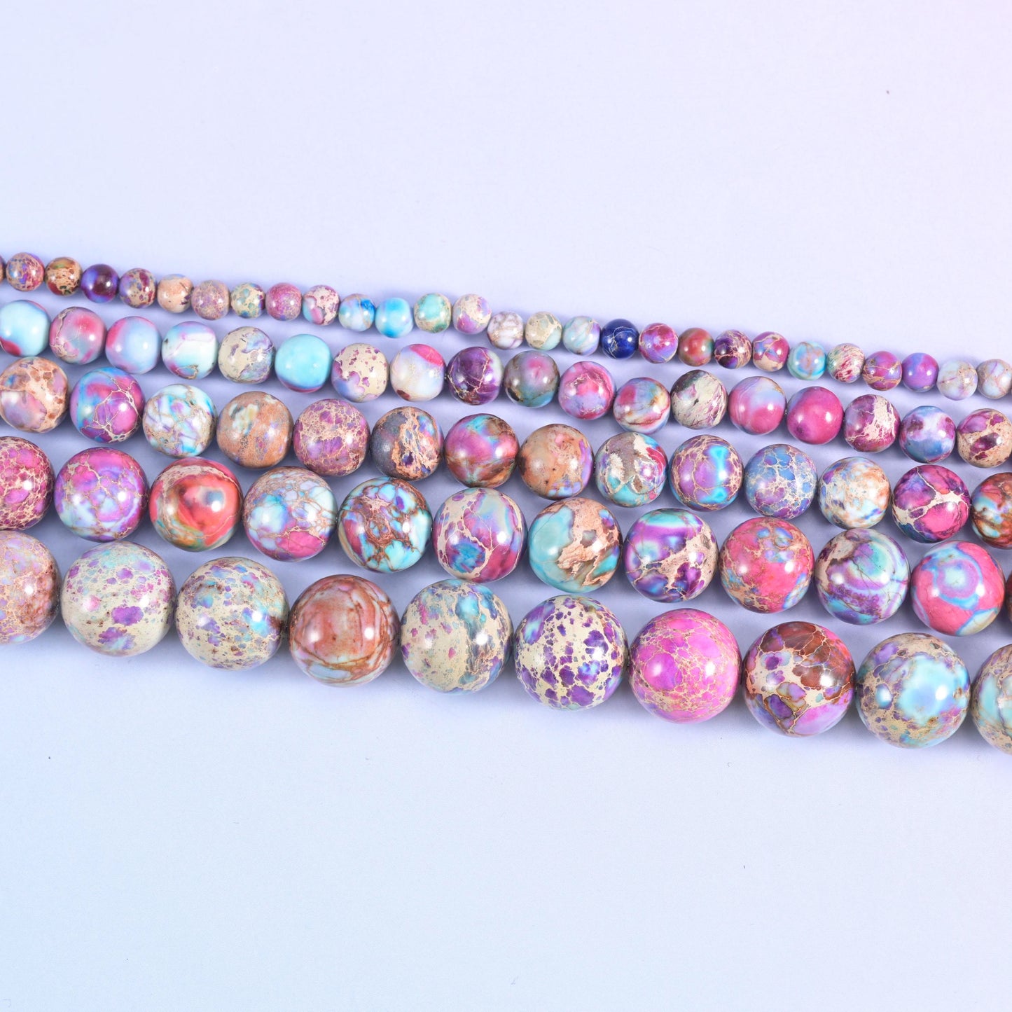 Purple Blue Sea Sediment Jasper Smooth Round Beads