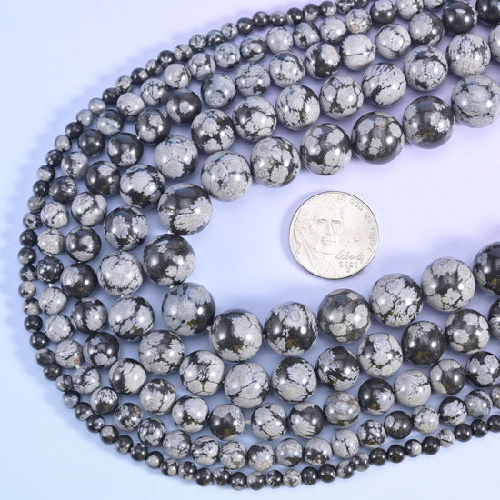 Snowflake Jasper Smooth Round Beads