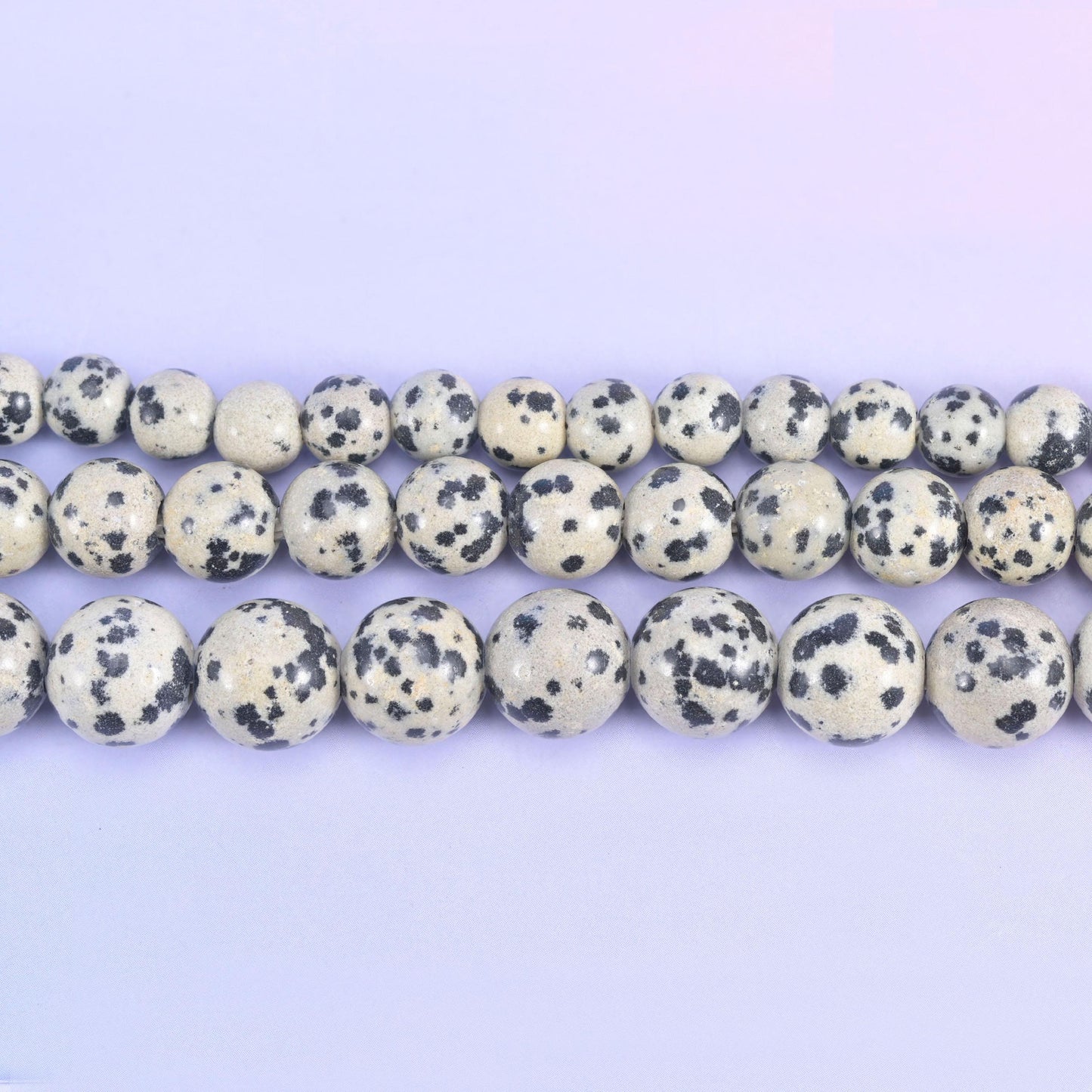 2-2.5mm Hole Dalmatian Jasper Smooth Round Beads 6mm 8mm 10mm Jewelry Making 8 Inch Strand