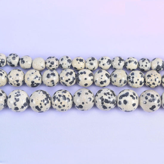2-2.5mm Hole Dalmatian Jasper Smooth Round Beads 6mm 8mm 10mm Jewelry Making 8 Inch Strand