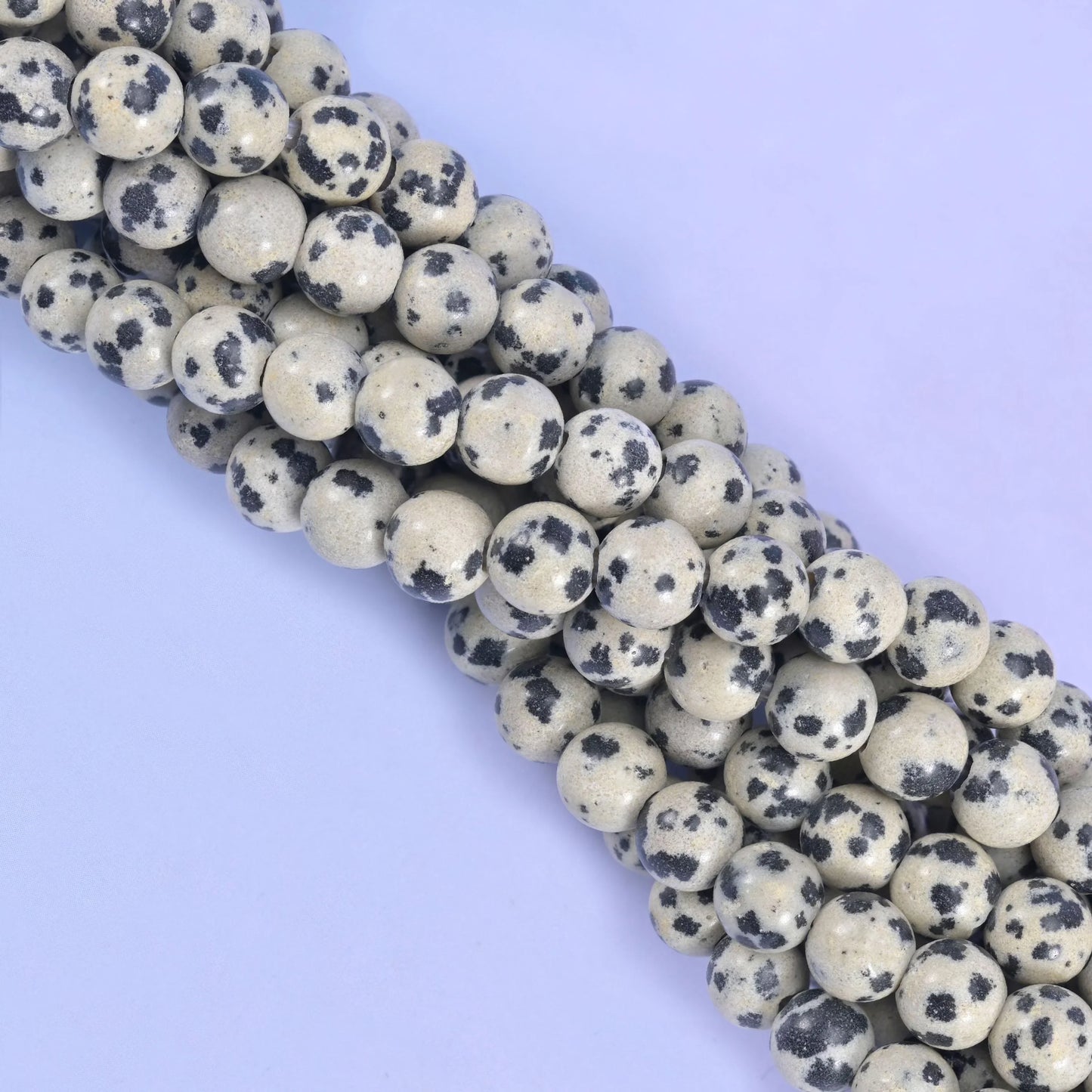 2-2.5mm Hole Dalmatian Jasper Smooth Round Beads 6mm 8mm 10mm Jewelry Making 8 Inch Strand