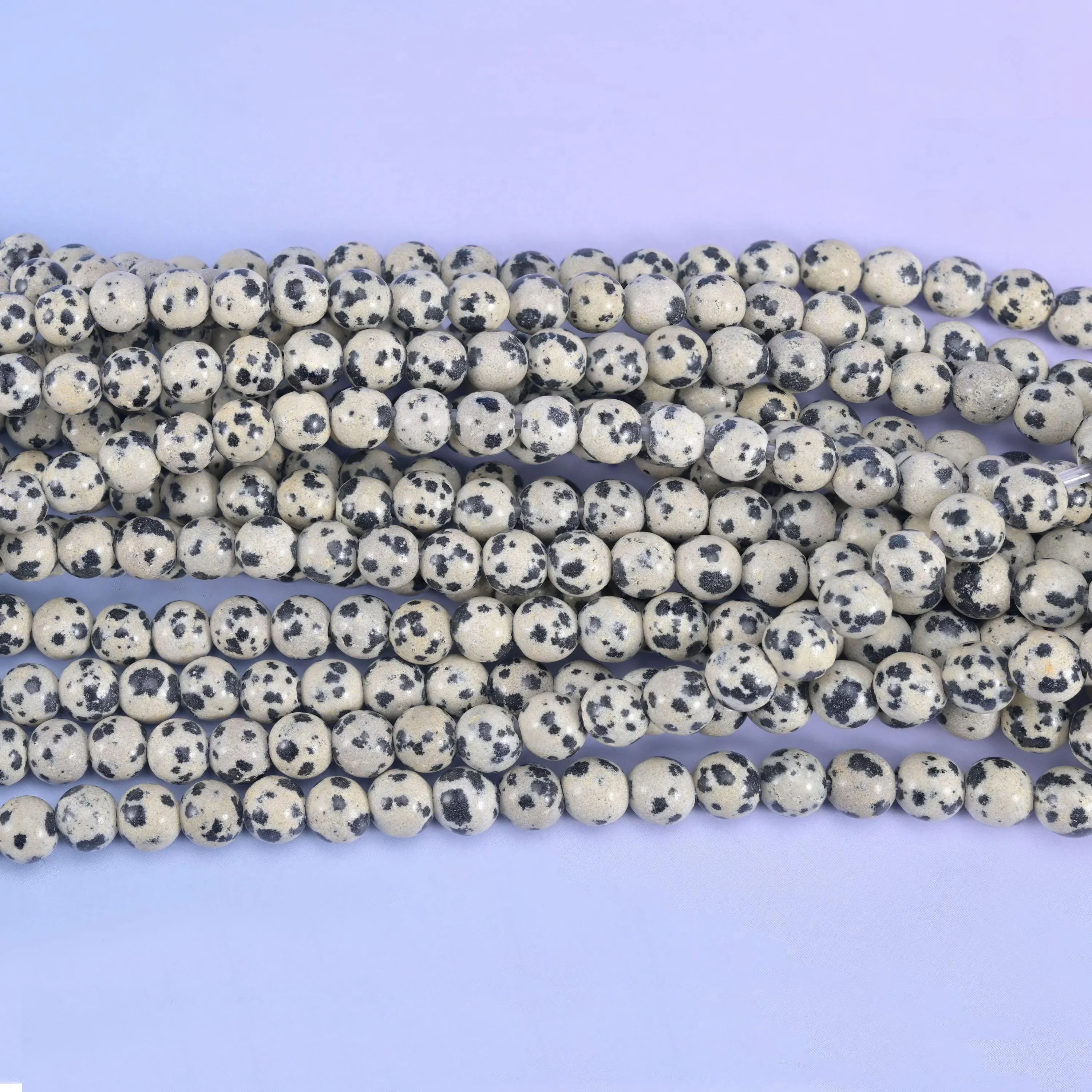 2-2.5mm Hole Dalmatian Jasper Smooth Round Beads 6mm 8mm 10mm Jewelry Making 8 Inch Strand