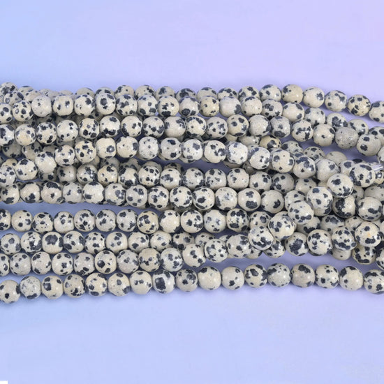 2-2.5mm Hole Dalmatian Jasper Smooth Round Beads 6mm 8mm 10mm Jewelry Making 8 Inch Strand