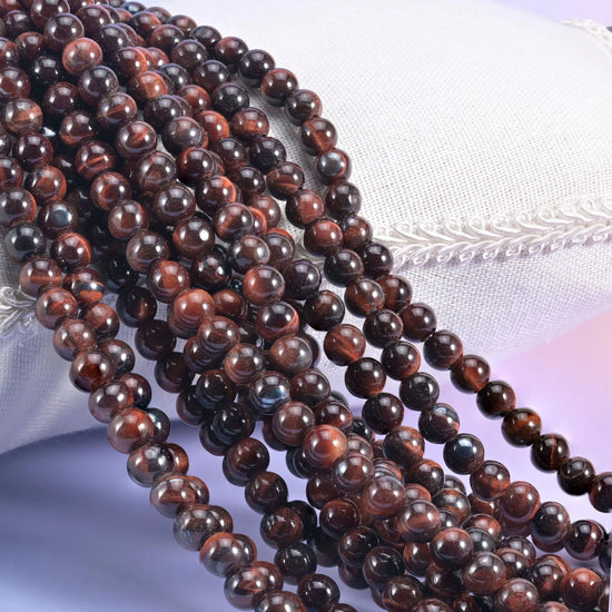 2-2.5mm Hole Red Tiger Eye Smooth Round Beads 6mm 8mm 10mm Jewelry Making 8 Inch Strand