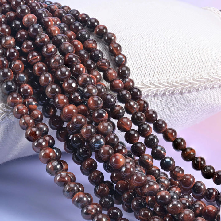 2-2.5mm Hole Red Tiger Eye Smooth Round Beads 6mm 8mm 10mm Jewelry Making 8 Inch Strand