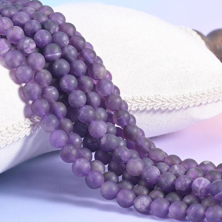 Amethyst Matte Round Beads 4mm 6mm 8mm 10mm Jewelry Making 15 Inch Strand