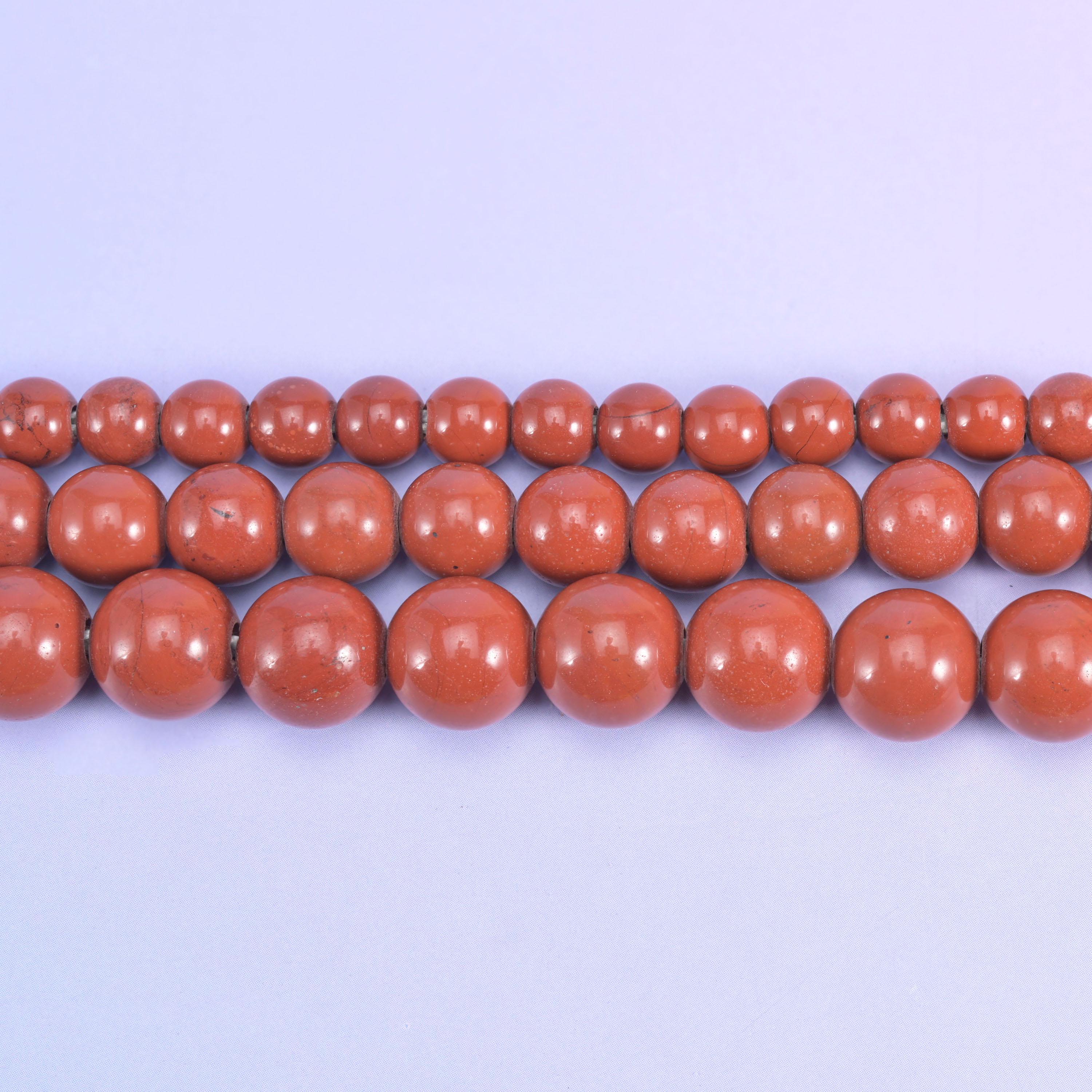 2-2.5mm Hole Red Jasper Smooth Round Beads 6mm 8mm 10mm Jewelry Making 8 Inch Strand