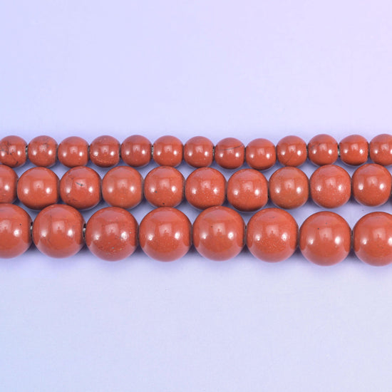 2-2.5mm Hole Red Jasper Smooth Round Beads 6mm 8mm 10mm Jewelry Making 8 Inch Strand